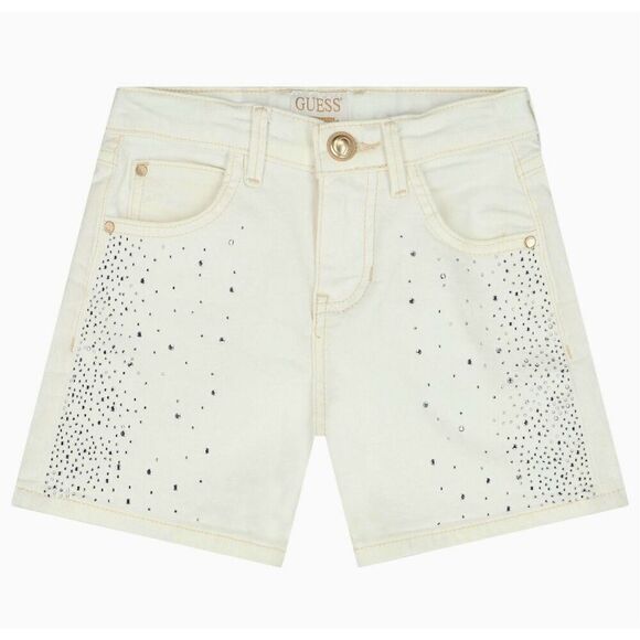 GUESS KIDS - NWT - Girls Sz 7 - White Denim Shorts with Sparkly Rhinestones - Picture 10 of 15